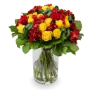 Kytice růží s alstromérií